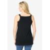 Woman Within Plus Size Lace-Trim V-Neck Tank(Black)