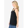 Woman Within Plus Size Lace-Trim V-Neck Tank(Black)
