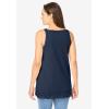 Woman Within Plus Size Lace-Trim V-Neck Tank(Navy)