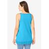 Woman Within Plus Size Lace-Trim V-Neck Tank(Paradise Blue)