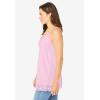 Woman Within Plus Size Lace-Trim V-Neck Tank(Pink)