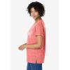 Woman Within Plus Size Marled Cuffed-Sleeve Tee(Sweet Coral Butterfly)