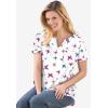 Woman Within Plus Size Notch-Neck Pocket Tee(Seafoam Americana Tie Dye)