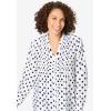 Woman Within Plus Size Perfect Pintuck Tunic(White Black Dot)