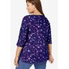 Woman Within Plus Size Perfect Printed Elbow-Sleeve Boatneck Tee(Heather Grey Pretty Floral)