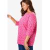 Woman Within Plus Size Perfect Printed Elbow-Sleeve Boatneck Tee(Heather Grey Pretty Floral)