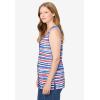 Woman Within Plus Size Perfect Printed Scoopneck Tank(Bright Cobalt Painterly Stripe)