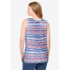 Woman Within Plus Size Perfect Printed Scoopneck Tank(Bright Cobalt Painterly Stripe)