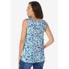 Woman Within Plus Size Perfect Printed Scoopneck Tank(Heather Grey Azure Blossom Vine)