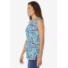 Woman Within Plus Size Perfect Printed Scoopneck Tank(Heather Grey Azure Blossom Vine)
