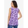 Woman Within Plus Size Perfect Printed Scoopneck Tank(Petal Purple Tie Dye)