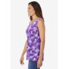 Woman Within Plus Size Perfect Printed Scoopneck Tank(Petal Purple Tie Dye)
