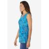 Woman Within Plus Size Perfect Printed Scoopneck Tank(Pretty Turquoise Paisley)