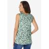 Woman Within Plus Size Perfect Printed Scoopneck Tank(Sage Blossom Vine)
