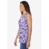 Woman Within Plus Size Perfect Printed Scoopneck Tank(Soft Iris Blossom Vine)