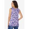 Woman Within Plus Size Perfect Printed Scoopneck Tank(Soft Iris Blossom Vine)
