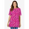 Woman Within Plus Size Perfect Printed Short-Sleeve Boatneck Tunic(Blue Rose Ditsy Bouquet)