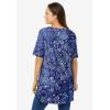 Woman Within Plus Size Perfect Printed Short-Sleeve Boatneck Tunic(Evening Blue Paisley)