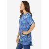 Woman Within Plus Size Perfect Printed Short-Sleeve Boatneck Tunic(French Blue Jacquard Floral)