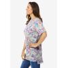 Woman Within Plus Size Perfect Printed Short-Sleeve Boatneck Tunic(Heather Grey Field Floral)