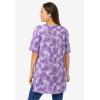 Woman Within Plus Size Perfect Printed Short-Sleeve Boatneck Tunic(Petal Purple Tie Dye)