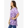 Woman Within Plus Size Perfect Printed Short-Sleeve Boatneck Tunic(Petal Purple Tie Dye)