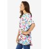 Woman Within Plus Size Perfect Printed Short-Sleeve Boatneck Tunic(White Painterly Bloom)