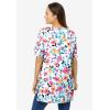 Woman Within Plus Size Perfect Printed Short-Sleeve Boatneck Tunic(White Painterly Bloom)