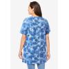 Woman Within Plus Size Perfect Printed Short-Sleeve Shirred V-Neck Tunic(Royal Navy Tie Dye)