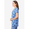 Woman Within Plus Size Perfect Printed Short-Sleeve Shirred V-Neck Tunic(Royal Navy Tie Dye)