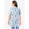 Woman Within Plus Size Perfect Printed Short-Sleeve Shirred V-Neck Tunic(White Striped Stars)