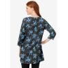 Woman Within Plus Size Perfect Printed Three-Quarter-Sleeve Scoopneck Tunic(Blue Rose Ditsy Bouquet)