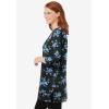 Woman Within Plus Size Perfect Printed Three-Quarter-Sleeve Scoopneck Tunic(Blue Rose Ditsy Bouquet)