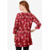 Woman Within Plus Size Perfect Printed Three-Quarter-Sleeve Scoopneck Tunic(Classic Red Textured Snowflake)