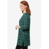 Woman Within Plus Size Perfect Printed Three-Quarter-Sleeve Scoopneck Tunic(Emerald Green Leaf Print)