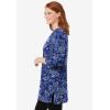 Woman Within Plus Size Perfect Printed Three-Quarter-Sleeve Scoopneck Tunic(Evening Blue Paisley)