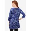 Woman Within Plus Size Perfect Printed Three-Quarter-Sleeve Scoopneck Tunic(Evening Blue Paisley)
