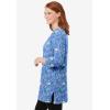 Woman Within Plus Size Perfect Printed Three-Quarter-Sleeve Scoopneck Tunic(French Blue Jacquard Floral)