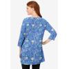 Woman Within Plus Size Perfect Printed Three-Quarter-Sleeve Scoopneck Tunic(French Blue Jacquard Floral)