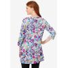 Woman Within Plus Size Perfect Printed Three-Quarter-Sleeve Scoopneck Tunic(Heather Grey Field Floral)
