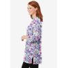 Woman Within Plus Size Perfect Printed Three-Quarter-Sleeve Scoopneck Tunic(Heather Grey Field Floral)