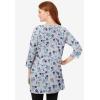 Woman Within Plus Size Perfect Printed Three-Quarter-Sleeve Scoopneck Tunic(Heather Grey Pretty Floral)