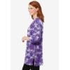 Woman Within Plus Size Perfect Printed Three-Quarter-Sleeve Scoopneck Tunic(Petal Purple Tie Dye)