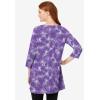 Woman Within Plus Size Perfect Printed Three-Quarter-Sleeve Scoopneck Tunic(Petal Purple Tie Dye)