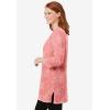 Woman Within Plus Size Perfect Printed Three-Quarter-Sleeve Scoopneck Tunic(Sweet Coral Palm)