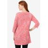 Woman Within Plus Size Perfect Printed Three-Quarter-Sleeve Scoopneck Tunic(Sweet Coral Palm)