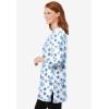Woman Within Plus Size Perfect Printed Three-Quarter-Sleeve Scoopneck Tunic(White Striped Stars)