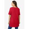 Woman Within Plus Size Perfect Short-Sleeve Boatneck Tunic(Classic Red)