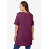 Woman Within Plus Size Perfect Short-Sleeve Boatneck Tunic(Deep Claret)