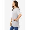 Woman Within Plus Size Perfect Short-Sleeve Boatneck Tunic(Heather Grey)
